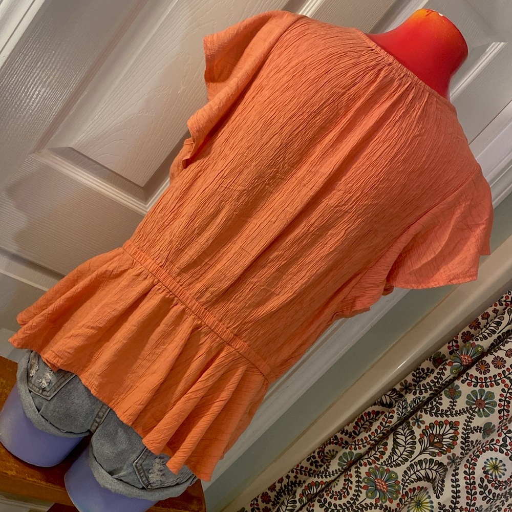 Sam Edelman Orange Peplum Tunic with Short Sleeves - Picture 7 of 10